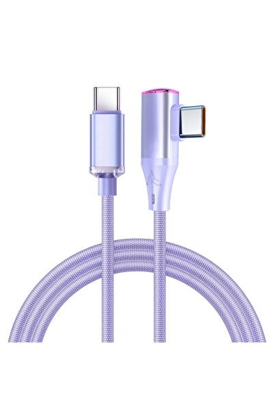 Choice1 1m PURPLE 120W Fast Charging Type C To Type C 90 Degree Cable 6A USB ...