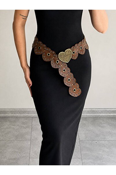 LİA KEMER Lawn Metal Antique Buckle Accessory Cowboy Belt Dress, Trousers, Ja...