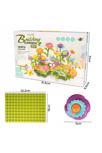 MalPlay Set de blocuri creative, flori, construcție, grădină, DIY, 141 piese.