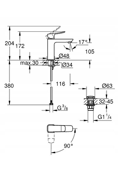 Grohe Dide Chrome baterie lavoar independentă mărime M 1018360000