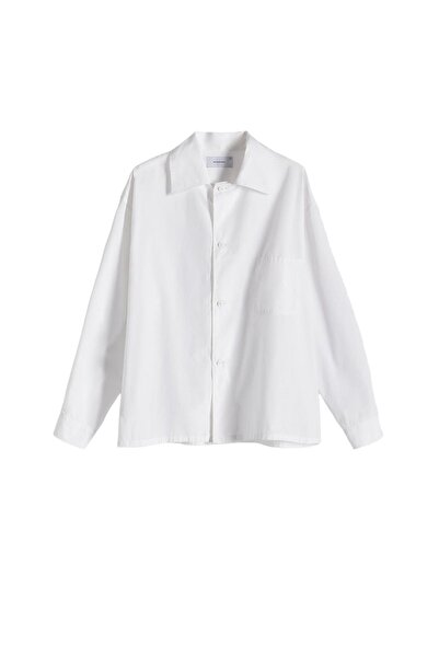 NO BRAND Cămașă clasică din bumbac, cu nasturi, albă, cu mânecă lungă, Reserve L