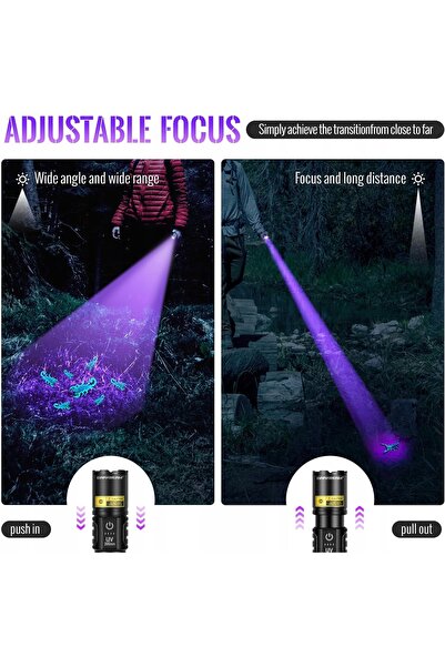 NO BRAND LANTERNĂ UV 395 nm cu LED 2-în-1, încărcabilă prin USB, 10 W