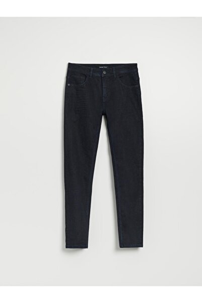 NO BRAND Pantaloni lungi din bumbac, bleumarin, croială slim, conici, 28/30
