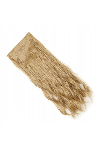 NO BRAND Extensie de păr sintetic ondulat de 55cm, cu clips, negru