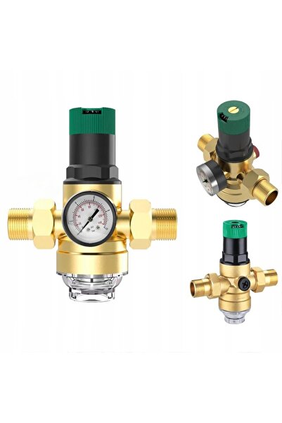 NO BRAND Reductor de presiune apă din alamă 1 " DN25 cu filtru și manometru H...