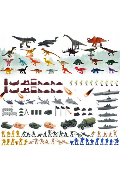 NO BRAND Set Figurine Dinozauri, Covor de Luptă, Set Cadou 70X Armată