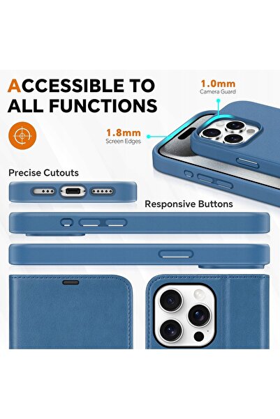 NO BRAND Husă tip carte din piele Tucch pentru iPhone 15 Pro, 2 în 1, cu supo...