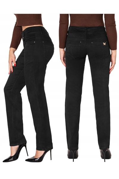 NO BRAND Pantaloni negri eleganți de damă, din bumbac, model drept, tip blugi...