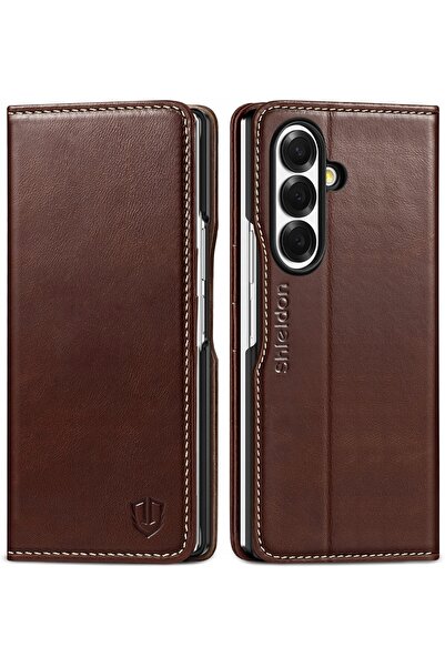 NO BRAND Husă Shieldon din piele naturală pentru Samsung Galaxy Z Fold7 RFID ...