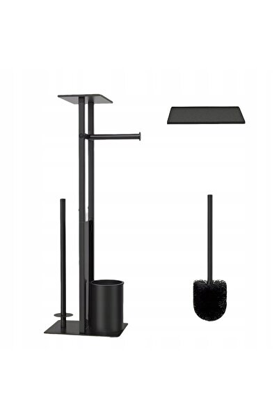 NO BRAND Suport modern pentru hârtie igienică și perie WC, 67cm, negru