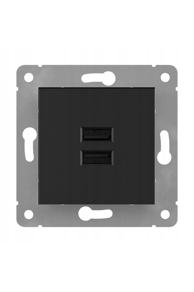 NO BRAND Priză Dual USB Edge Negru Lexman