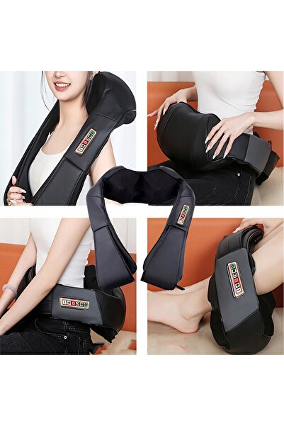 NO BRAND Aparat de masaj Shiatsu 3D cu 6 moduri, încălzire și lumină, pentru ...