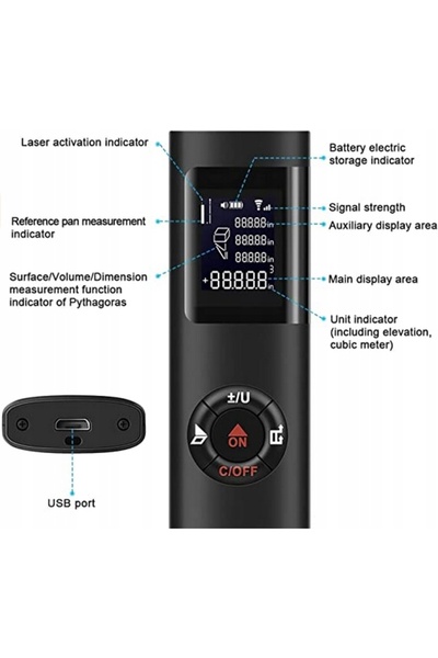 NO BRAND Nivelă laser digitală Ipsxp 60m cu ecran LCD și iluminare de fundal