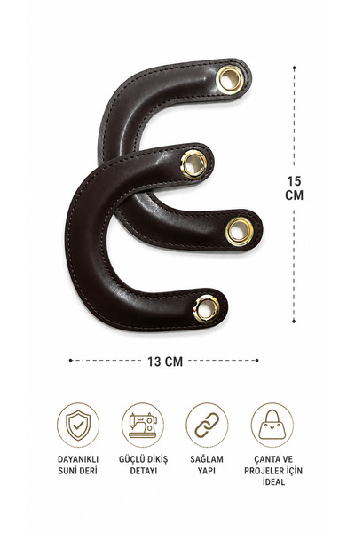 vollen yarn Faux Leather Bag Handle 15X13 cm 1 Pair (2 Pieces) Sewn Bag Handl...