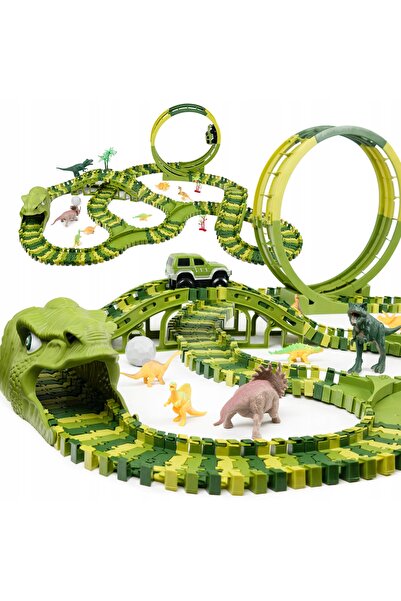 NO BRAND Pistă de curse interactivă uriașă cu dinozauri, dino loop 260el, set...
