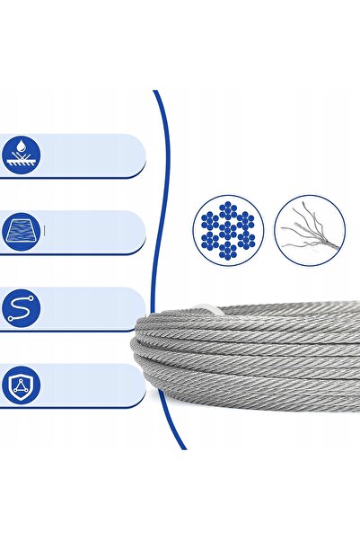 NO BRAND Set cablu de oțel pentru montaj, 20m, 3mm, rezistent