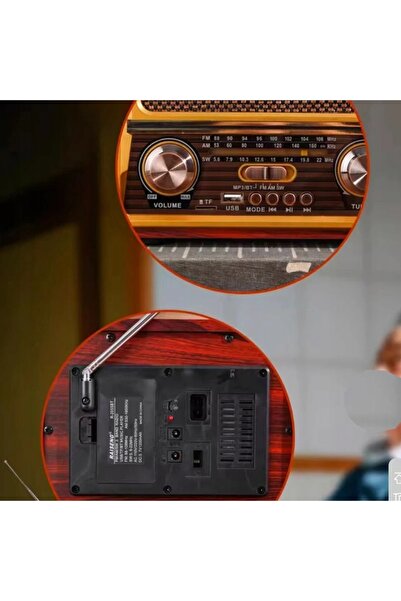 NO BRAND Radio retro, Bluetooth, difuzor FM, USB, power bank, antenă, baterie...