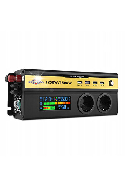 NO BRAND Invertor auto 12V 230V 1250W 2500W cu ecran LCD și 4 porturi USB