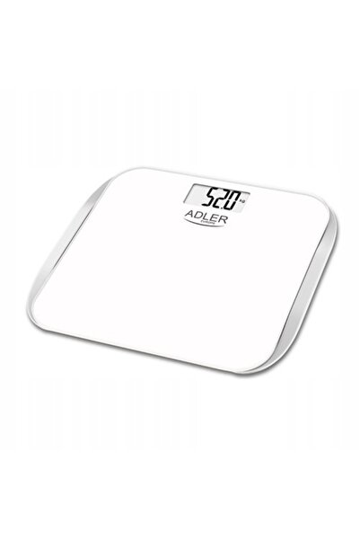 adler Cântar electronic de baie din sticlă, alb, cu ecran LCD, de precizie, 1...