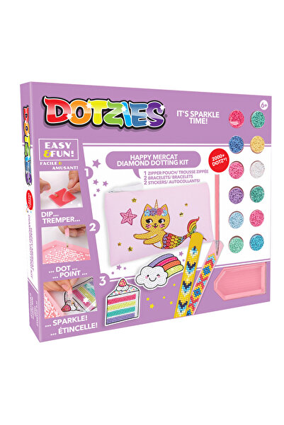 diamond dotz Творчески комплект 5 в 1, Котка-русалка, рисуване с диаманти