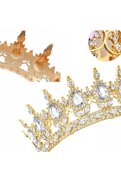 NO BRAND Tiară Coroană de Regină cu Pietre, Decorațiune pentru Petrecere Aniv...
