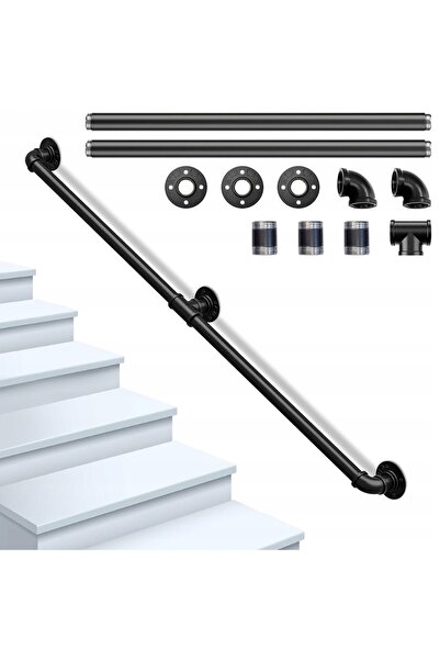 NO BRAND Balustradă de scară, mâner negru mat, fi 30mm, 150cm