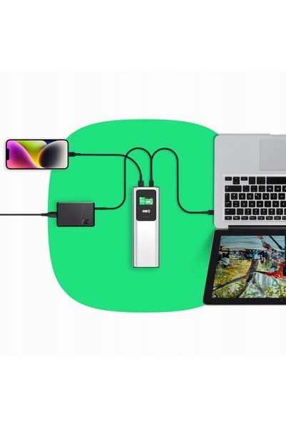 NO BRAND Powerbank Green Cell 25200 mAh argintiu