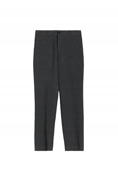 NO BRAND Pantaloni clasici gri închis din viscoză, cu buzunare în carouri, ta...