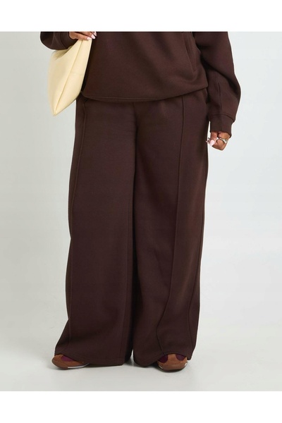 NO BRAND Pantaloni de trening Chocolate Boohoo 52 cu talie înaltă și croială ...