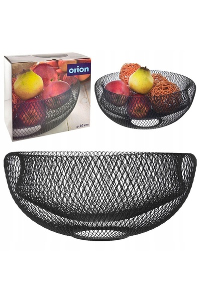 Orionis Vilde Coș de fructe din metal negru, universal, practic pentru uz zilnic