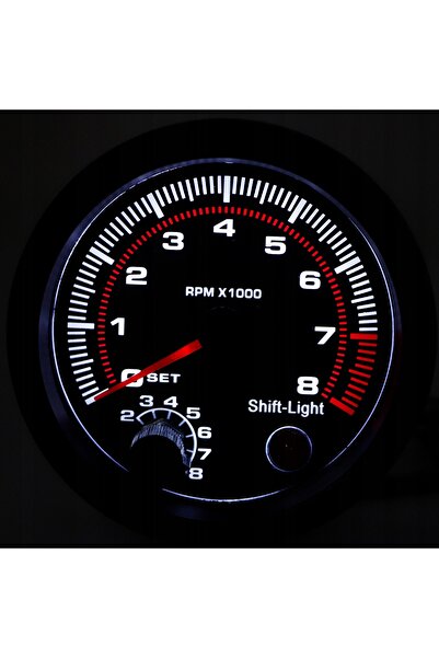 NO BRAND Turometru negru pentru motocicletă, 3.75 inci, 12V, 8000 RPM