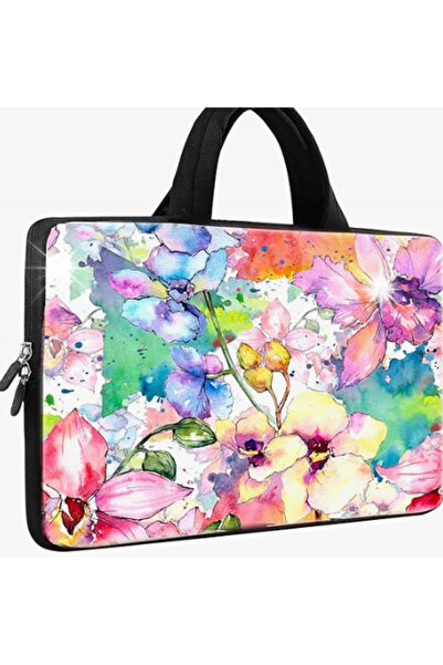 NO BRAND Husă pentru laptop 15-15.6 " din neopren cu mâner - Design floral