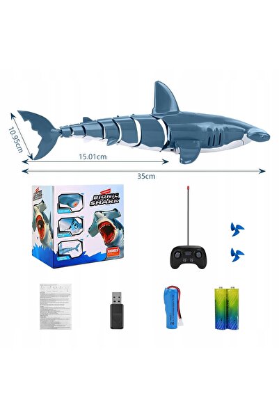 NO BRAND Rekin jucărie de piscină telecomandată, pește plutitor cu USB și tel...