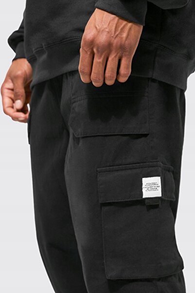 NO BRAND Pantaloni Negri Stil Jogger Cargo Bumbac Boohoo XS