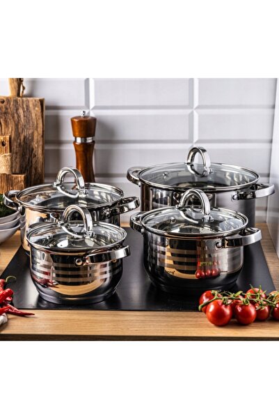 Klausberg Set complet de ghivece 9 piese. Inserție de abur din oțel inoxidabi...