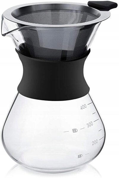 NO BRAND Percolator de cafea din sticlă de 400ml cu filtru fix, rezistent la ...