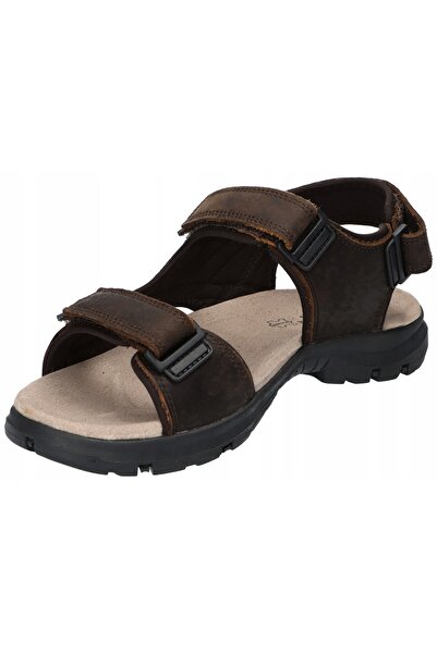 NO BRAND Sandale din piele pentru bărbați American Club Rl185 |   Bronz turis...