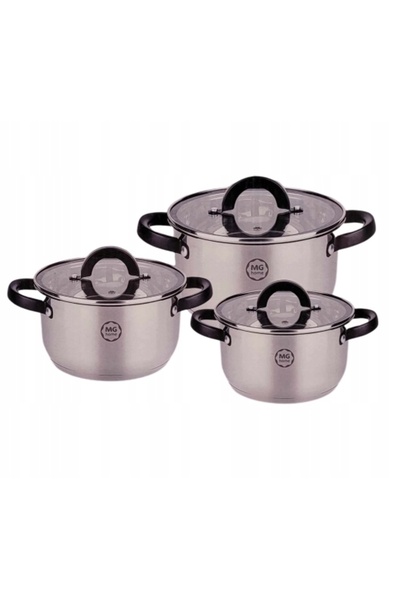 NO BRAND Set de oale Mg Home din oțel inoxidabil negru, 6 piese.
