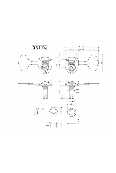 NO BRAND Cheie individuală pentru bas Gotoh Gb11W (Gd,R)