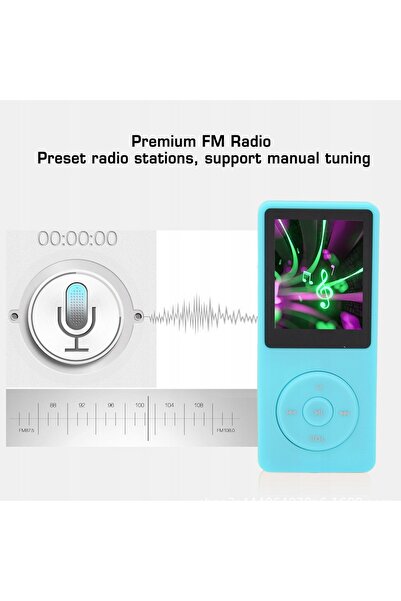 NO BRAND Dictafon digital mini de 1.8 inci, player MP3 de 8GB, albastru