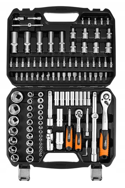 NEO Tools Chei NEO 110 el. Valiză cu 12 piese: chei tubulare și inelare 1/4 ș...