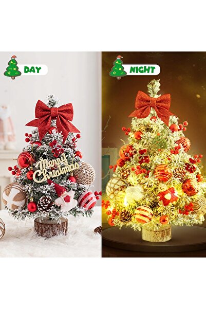 NO BRAND Brad de Crăciun Artificial 60cm Mic cu Lumini LED și Ornamente Cadou...