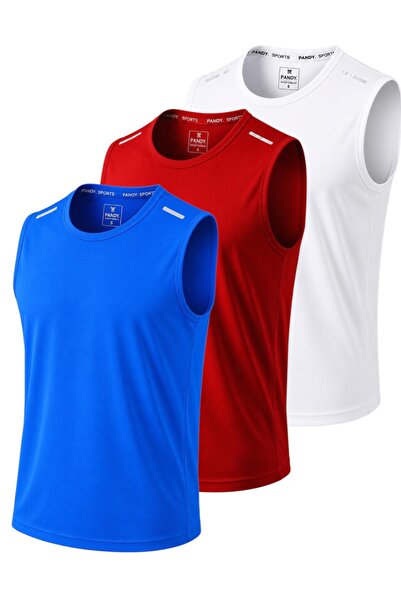 pandy 3-Pack Quick Dry Breathable Athletic Technical Athlete Zero Sleeve T-Shirt