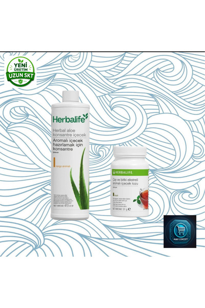 Herbalife مشروب الألوفيرا العشبي المركز بنكهة المانجو 473 مل + مسحوق مشروب بن...