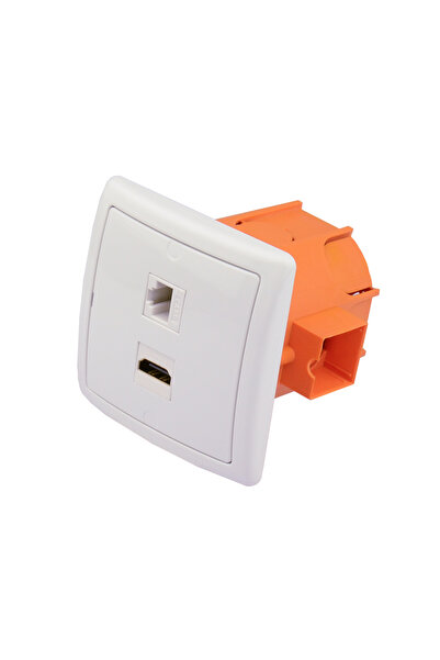 Kontakt-Simon Priză de perete Simon Basic încastrată HDMI + Internet RJ-45 Albă