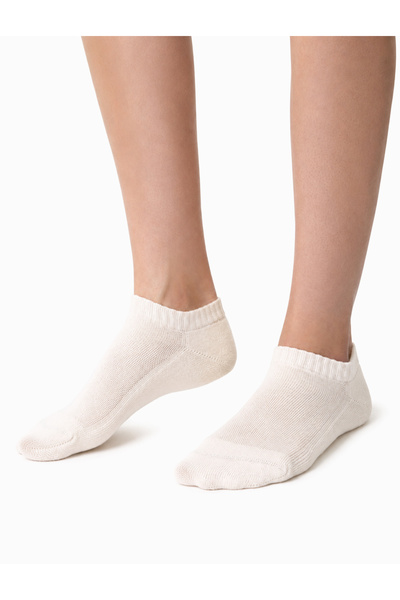 sosetaria Sosete scurte bumbac 100% cu talpa flausata in culoare naturala Ste...