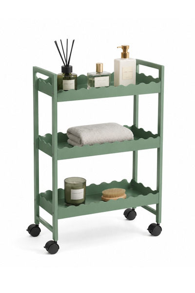 Retodesign Retohome Yeşil Tekerlekli Raflı Organizer, Şişelik Raf