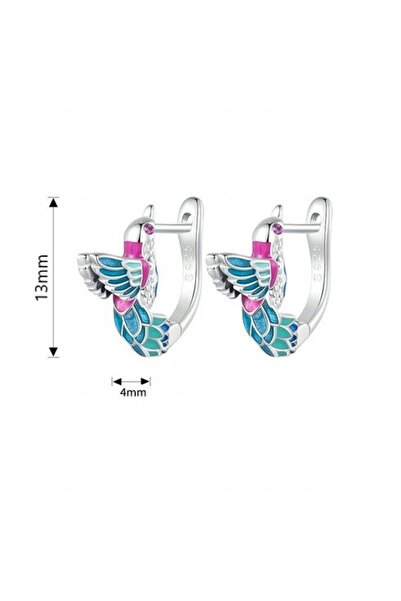NO BRAND Cercei din argint S925 Fraise, Colibri colorați