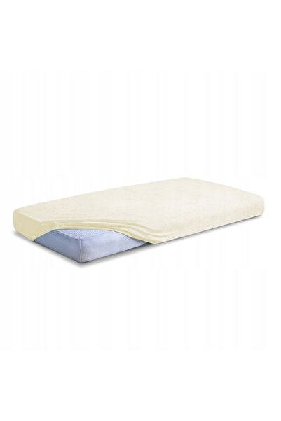 NO BRAND Cearșaf din frotir cu elastic, gros, premium, 160x200, ecru