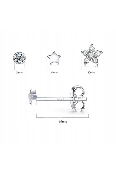 NO BRAND Cercei 3 perechi Argint Zirconiu Argint 925 Set